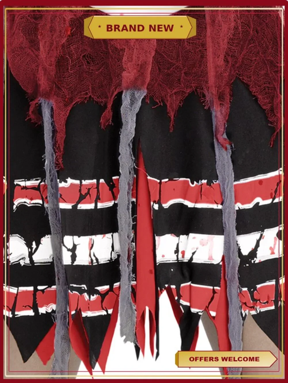 Girls Zombie Fear Leader Halloween Costume Tattered Dress L 10/12